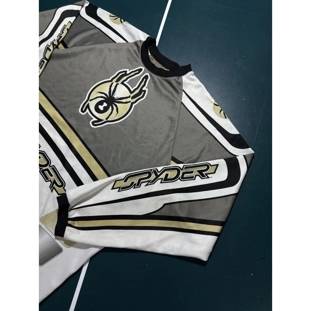 Vintage Spyder Paintball Jersey Men Large Black Silver Double Sided Airsoft Rare